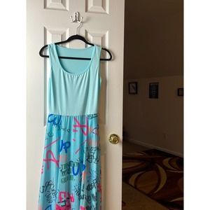 Graffiti bathing suit with attached cover up